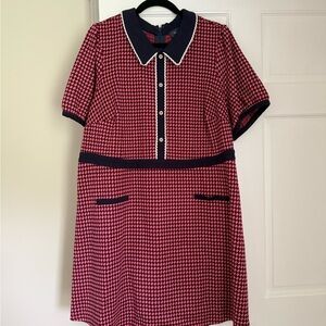 Modcloth Red and Blue Houndstooth Dress